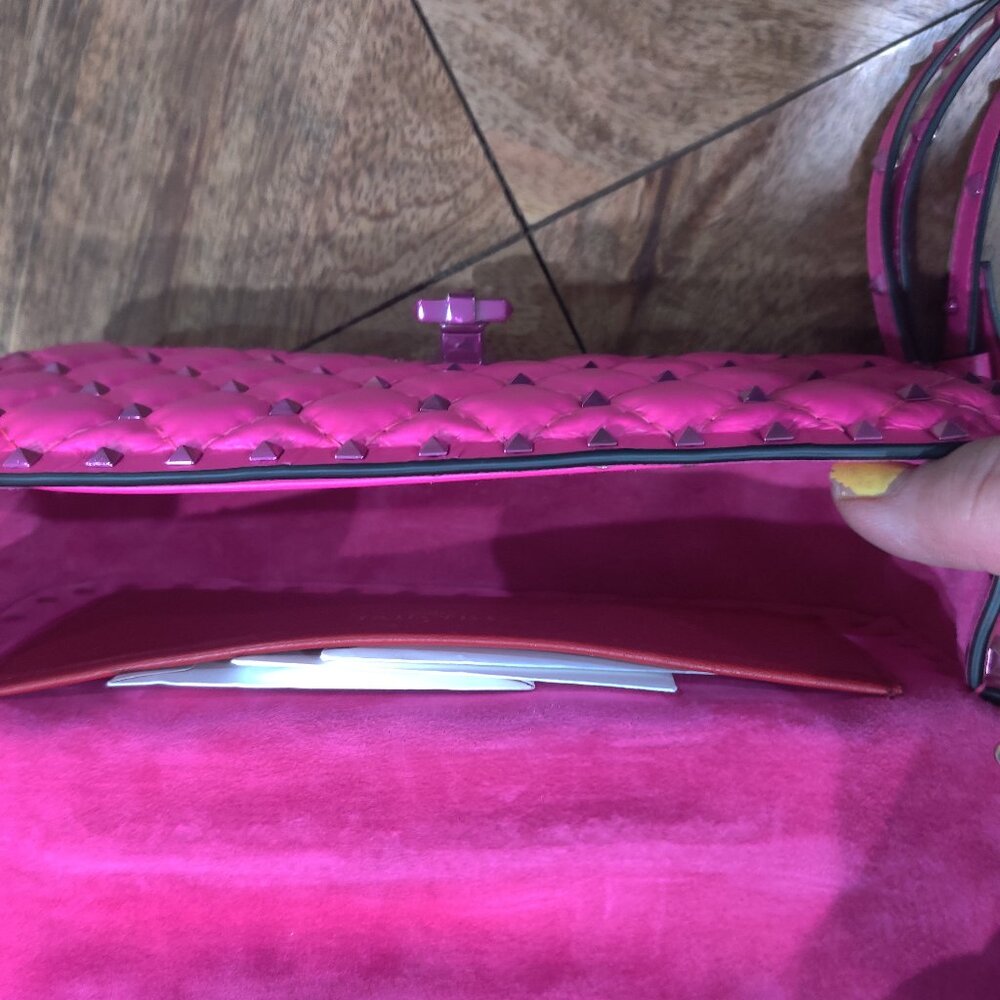 VALENTINO GARAVANI PINK PP Leather Quilted Rockstuds Bag new $3588.00 - Picture 7 of 7